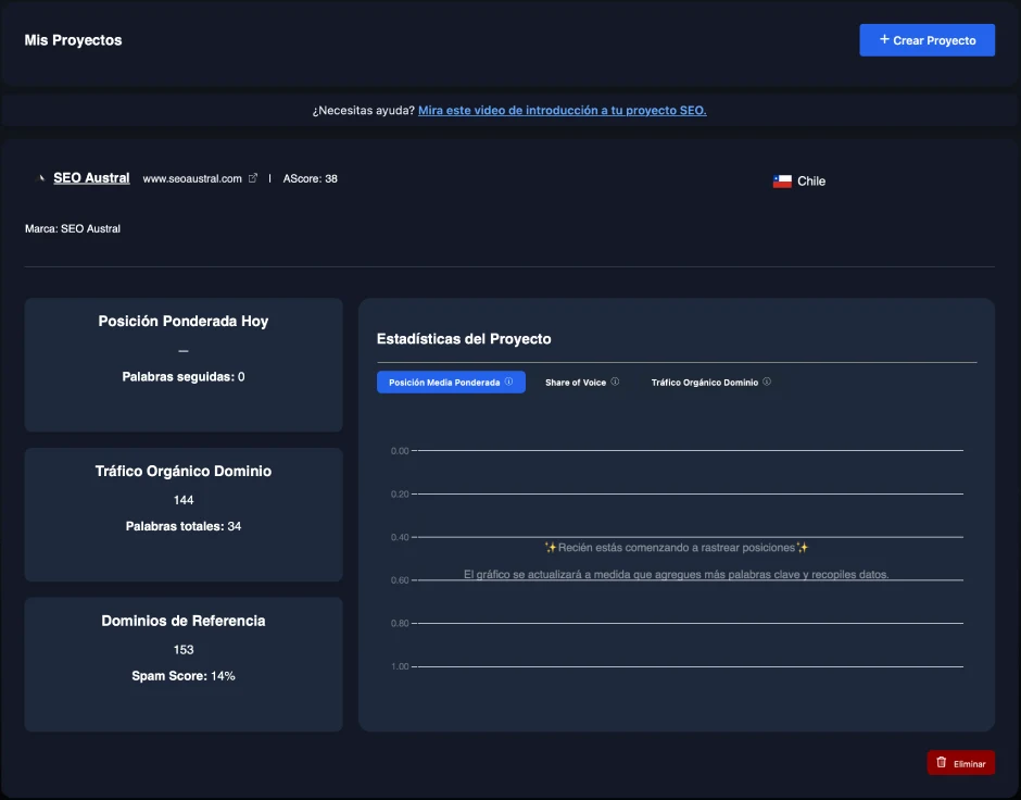 Interfaz real de Posicion.app en la que colaboré